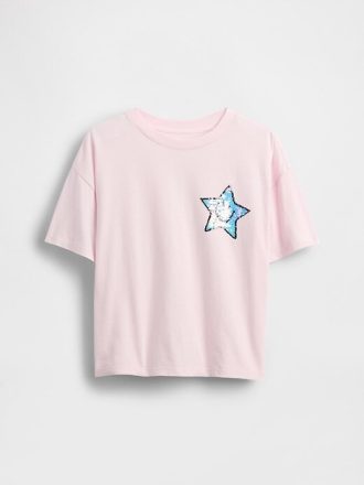 Übergroßes T-Shirt mit schwingender Paillettengrafik für Kinder