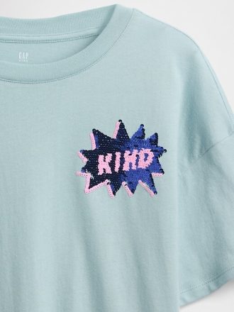 Übergroßes T-Shirt mit schwingender Paillettengrafik für Kinder