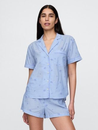 Besticktes Pyjama-Shirt
