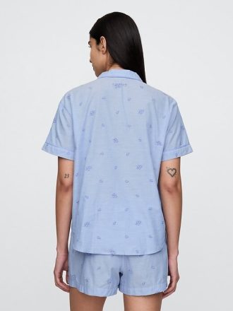 Besticktes Pyjama-Shirt