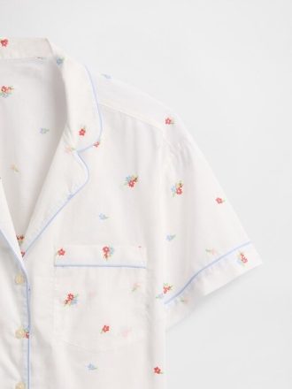 Besticktes Pyjama-Shirt