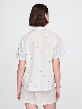 Besticktes Pyjama-Shirt