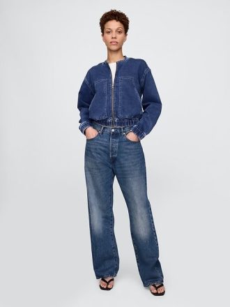 Bomberjacke aus Denim-Strick
