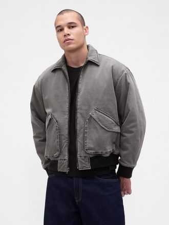 Bomberjacke aus gewaschenem Twill