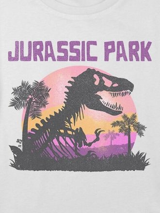 Boxy Crop-T-Shirt mit Jurassic Park-Grafik für Kinder