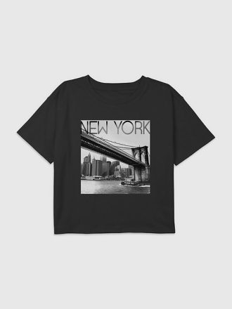 Boxy Crop-T-Shirt mit New York Bridge-Grafik für Kinder