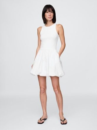 Bubble-Minikleid aus gemischten Materialien