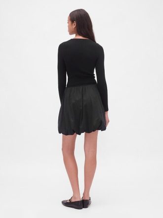 Bubble-Minikleid aus gemischten Materialien