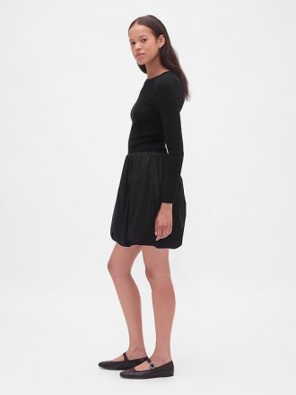 Bubble-Minikleid aus gemischten Materialien
