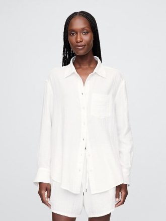 Button-Down-Hemd aus Baumwollgaze
