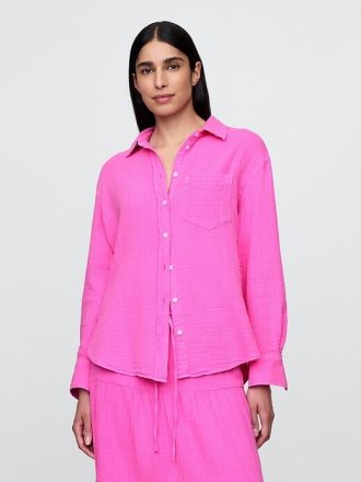 Button-Down-Hemd aus Baumwollgaze