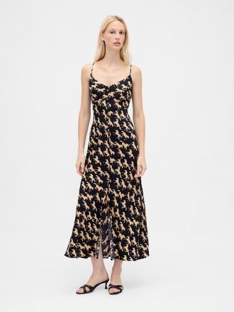 Camisole-Maxikleid mit Knopfleiste vorn