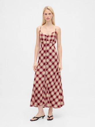 Camisole-Maxikleid mit Knopfleiste vorn