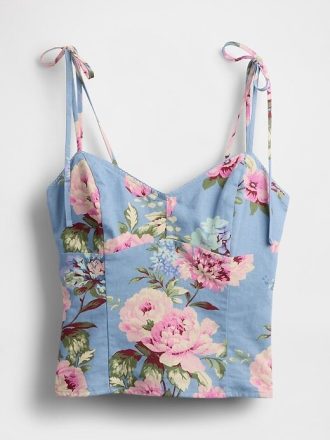 Camisole mit Bindebändern aus Leinenmischung