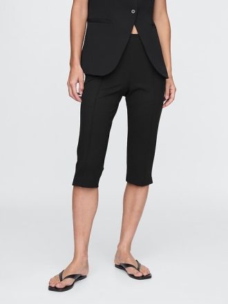 Caprihose mit hohem Bund und Doppelstrick