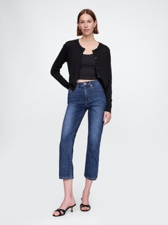 Caprijeans mit hohem Bund