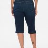 Caprijeans mit hohem Bund und verkürzter Länge