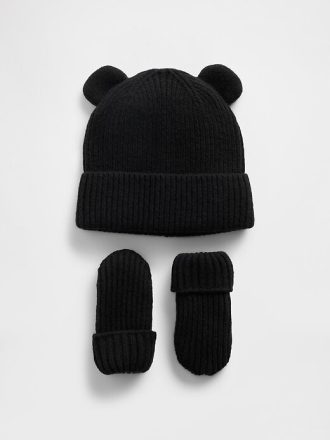 CashSoft Bear Beanie- und Fäustlingsset für Babys und Kleinkinder