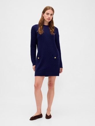 CashSoft Mini-Pulloverkleid mit Zopfmuster