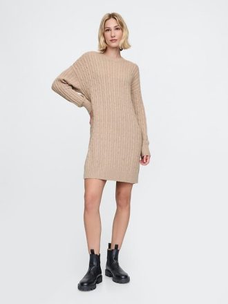 CashSoft Mini-Pulloverkleid mit Zopfmuster