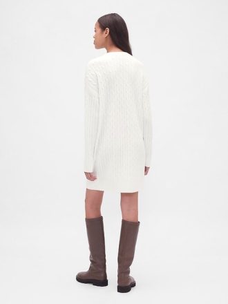 CashSoft Mini-Pulloverkleid mit Zopfmuster
