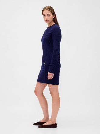 CashSoft Mini-Pulloverkleid mit Zopfmuster