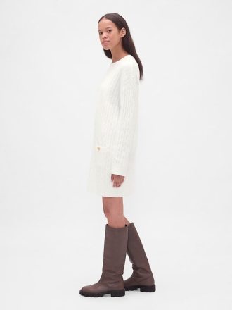 CashSoft Mini-Pulloverkleid mit Zopfmuster