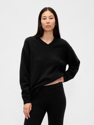 CashSoft Oversize-Pullover mit V-Ausschnitt