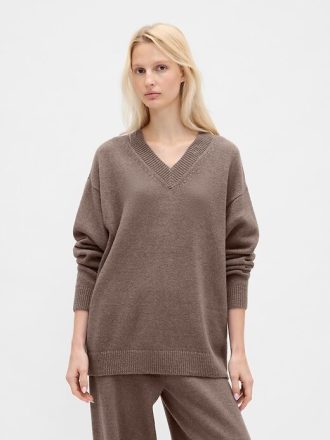 CashSoft Oversize-Pullover mit V-Ausschnitt