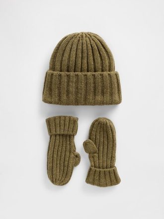 CashSoft Rib Beanie & Fäustlinge-Set für Babys und Kleinkinder
