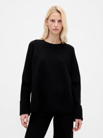 CashSoft Shaker-Stitch Boyfriend-Pullover