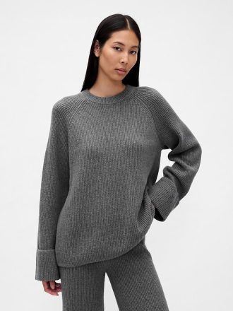 CashSoft Shaker-Stitch Boyfriend-Pullover