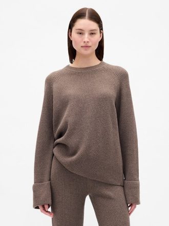 CashSoft Shaker-Stitch Boyfriend-Pullover