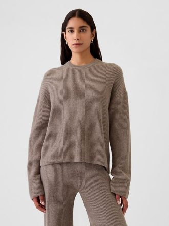 CashSoft Shaker-Stitch Rundhalspullover
