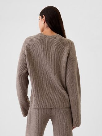 CashSoft Shaker-Stitch Rundhalspullover