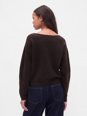 CashSoft Stretch-Kurzpullover mit Laternenärmeln