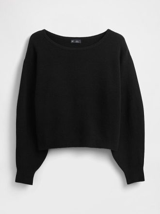 CashSoft Stretch-Kurzpullover mit Laternenärmeln