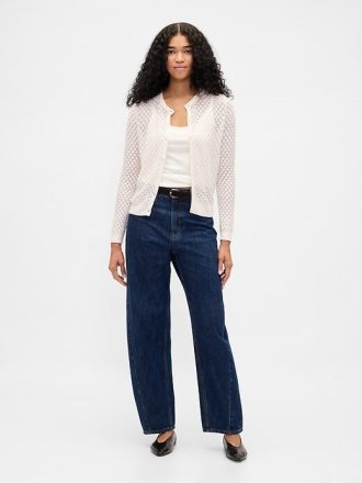 CashSoft Stretch-Pointelle-Cardigan