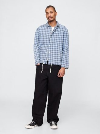 Coaches-Jacke aus Denim mit Karomuster