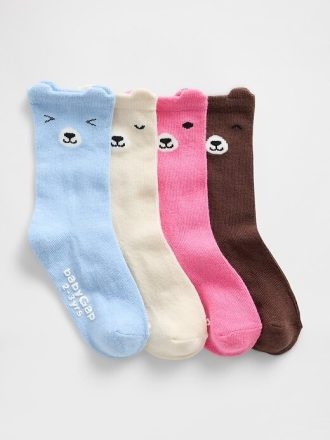 Crew-Socken mit Bärenmotiv für Babys und Kleinkinder (4er-Pack)