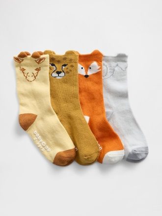 Crew-Socken mit Tiermotiv für Babys und Kleinkinder (4er-Pack)
