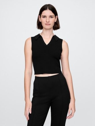 Crop-Tanktop mit Rippenpullover
