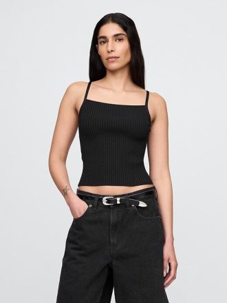 Crop-Tanktop mit Rippenpullover