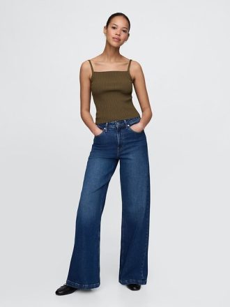 Crop-Tanktop mit Rippenpullover