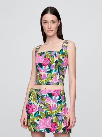 Crop Top aus Leinenmischung