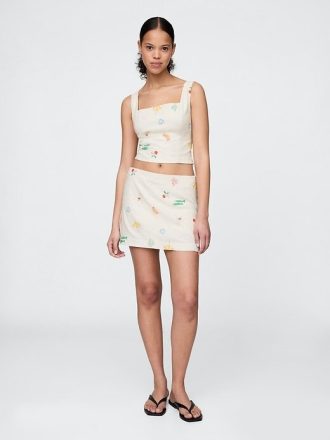 Crop Top aus Leinenmischung