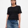 Crop-Top aus Pointelle-Pullover aus Leinenmischung Crop-Top aus Pointelle-Pullover aus Leinenmischung