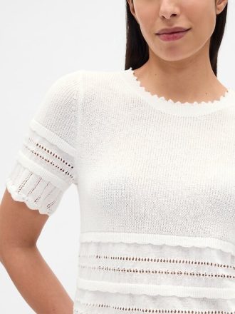 Crop-Top aus Pointelle-Pullover aus Leinenmischung
