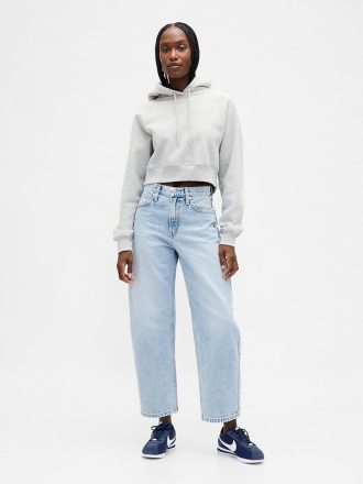 Cropped Barrel Jeans mit hohem Bund