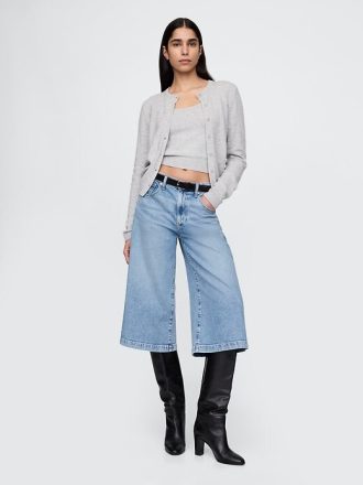 Culotte-Jeans mit hohem Bund